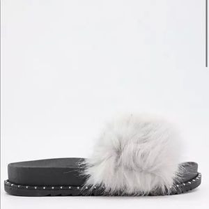 Truffle Collection faux fur slider slippers